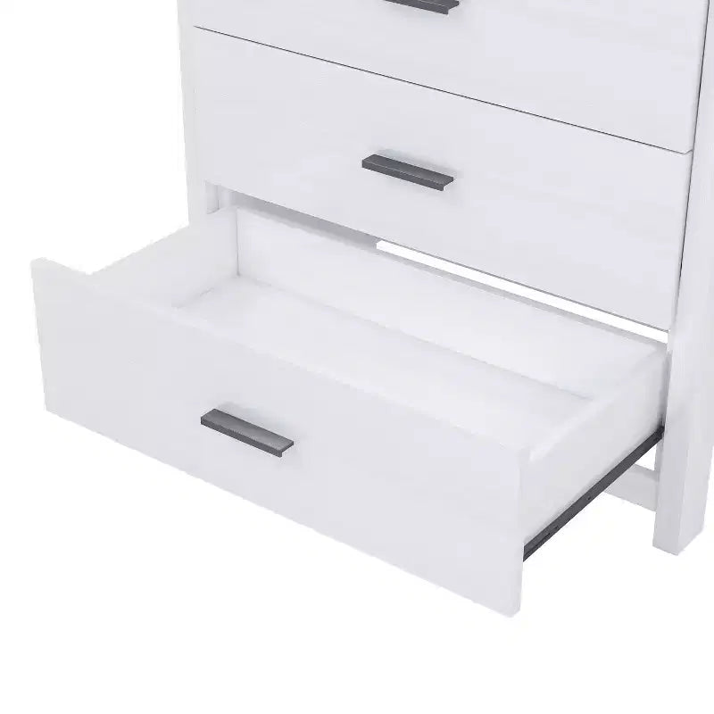 Commode 5 tiroirs de style campagnard rétro, assemblage facile par clip, tiroirs coulissants fluides, rangement sécurisé pour chambre à coucher