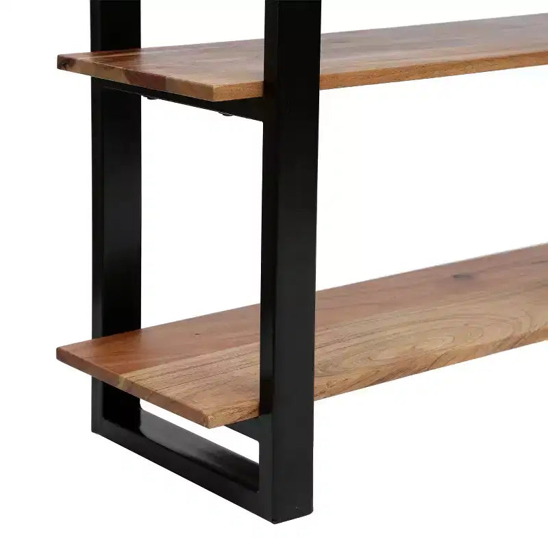 Console industrielle moderne en bois d'acacia et fer forgé fait main