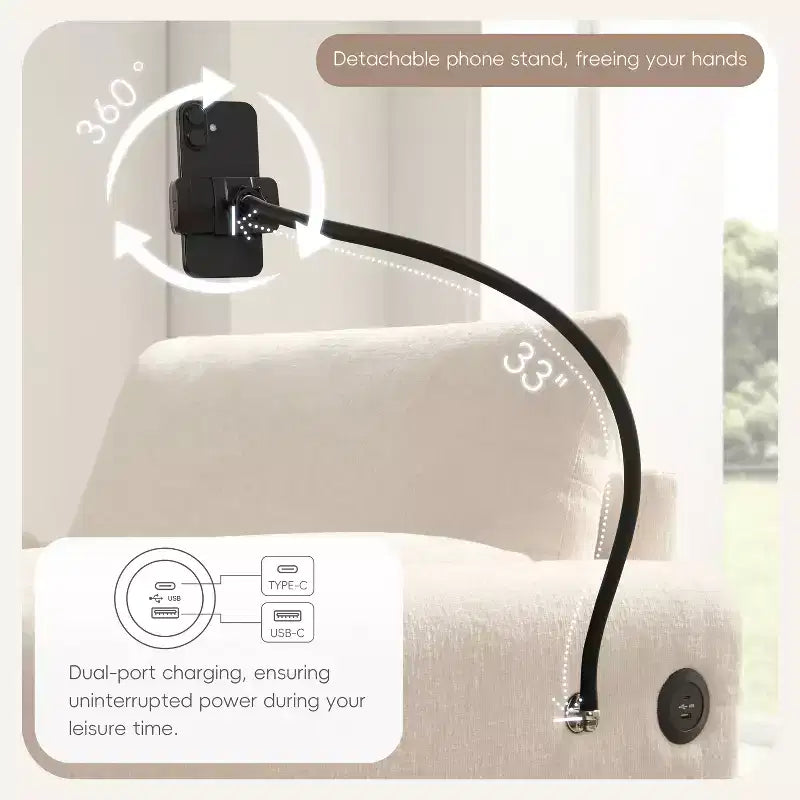 Canapé simple multifonctionnel en chenille avec pouf de rangement et accoudoirs coussinés