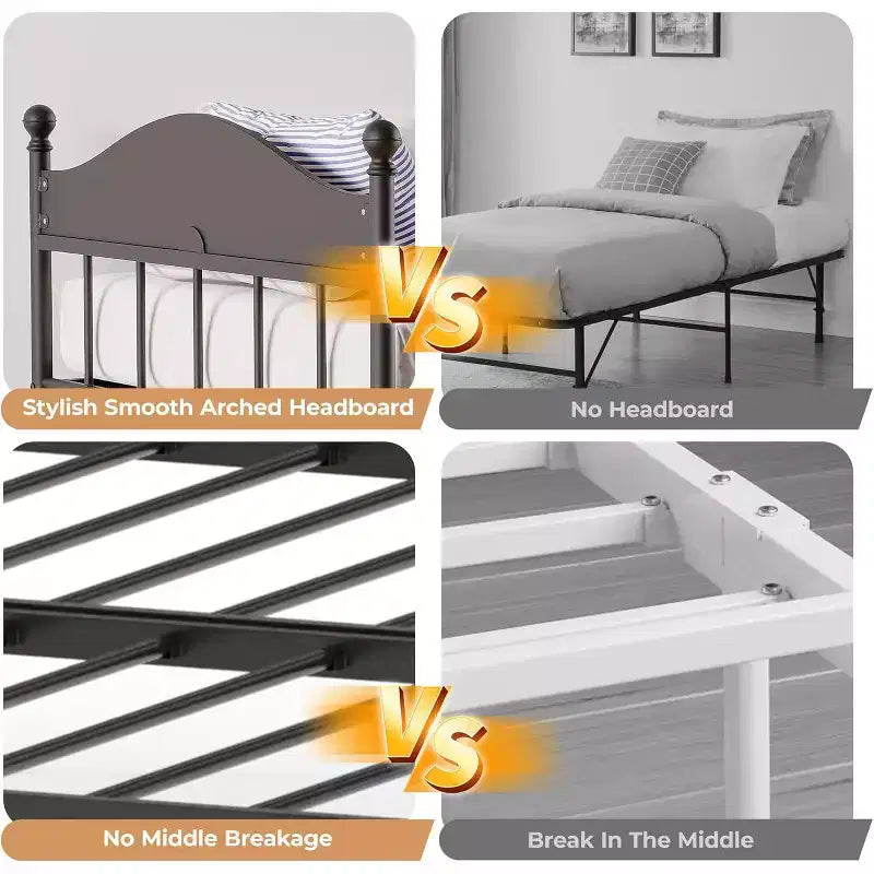 Lit de repos avec lit gigogne, lit de repos simple en métal, tête de lit élégante, lit gigogne réglable en hauteur, pour salon/chambre à coucher/chambre d'amis, noir