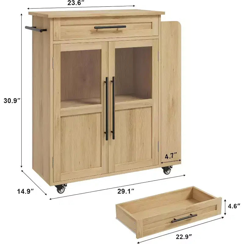 Dessertes de cuisine mobiles à roulettes avec portes d'armoire de rangement et étagère à épices