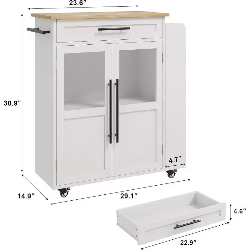 Dessertes de cuisine mobiles à roulettes avec portes d'armoire de rangement et étagère à épices