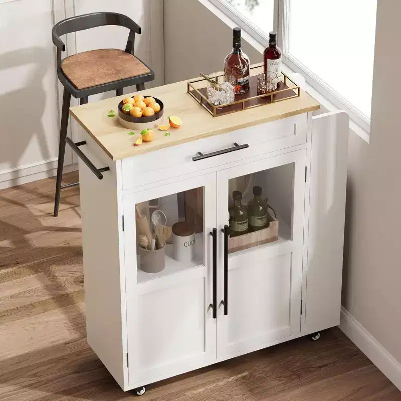 Dessertes de cuisine mobiles à roulettes avec portes d'armoire de rangement et étagère à épices