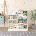 Étagère à Livres et Organisateur de Rangement de Jouets pour Enfants, Bibliothèque pour Chambres d'Enfants, Étagère à Livres en Bois Multifonctionnelle à 4 Niveaux