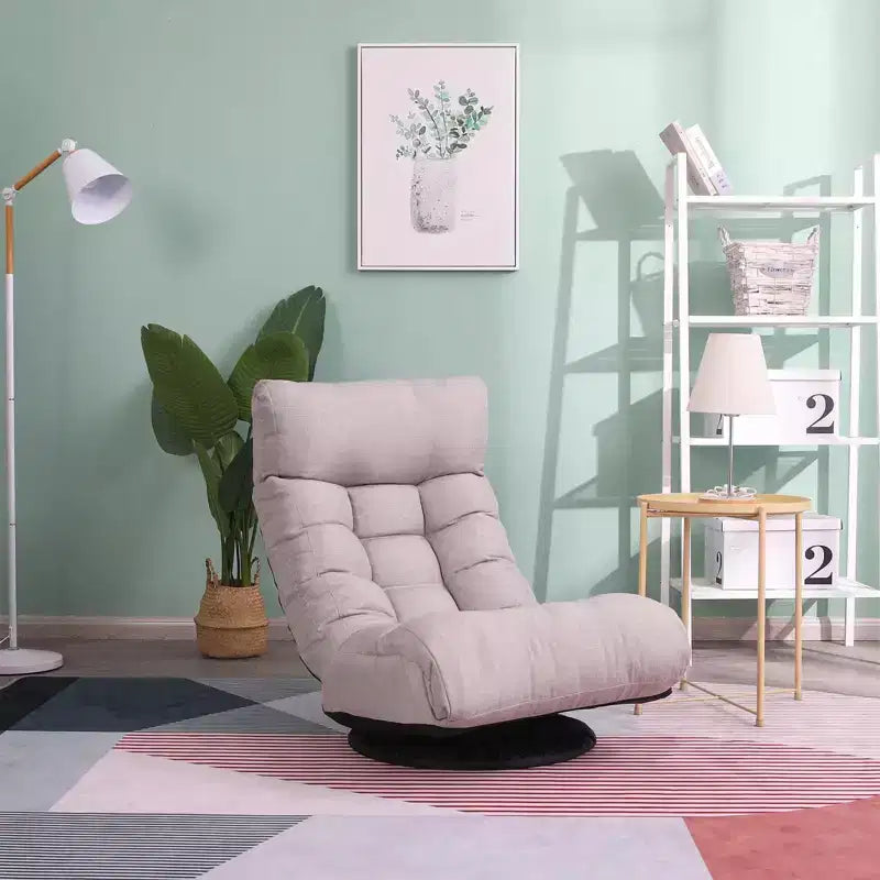 Fauteuil de sol japonais avec repose-pieds, inclinable réglable avec base pivotante, canapé tatami individuel pour salon chambre, gris