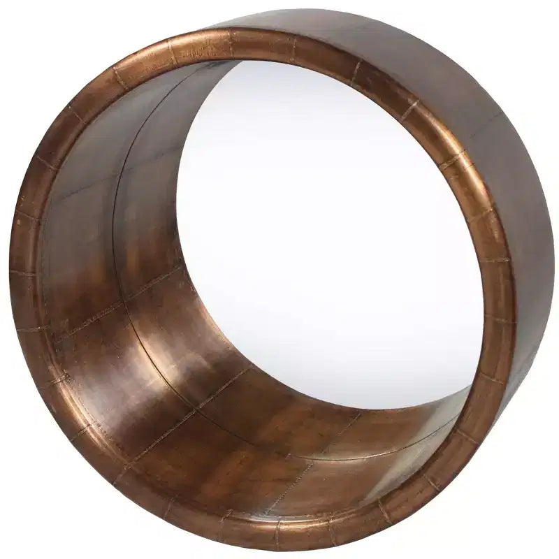 Miroir décoratif rond encadré en métal cuivre de 21 po