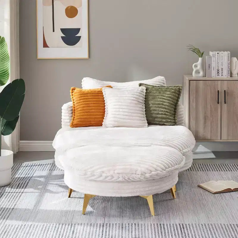 MAYEERTY Corduroy Sofa Fabric with Three Matching Pillows and Two Spacious and Comfortable Seats for Living Room