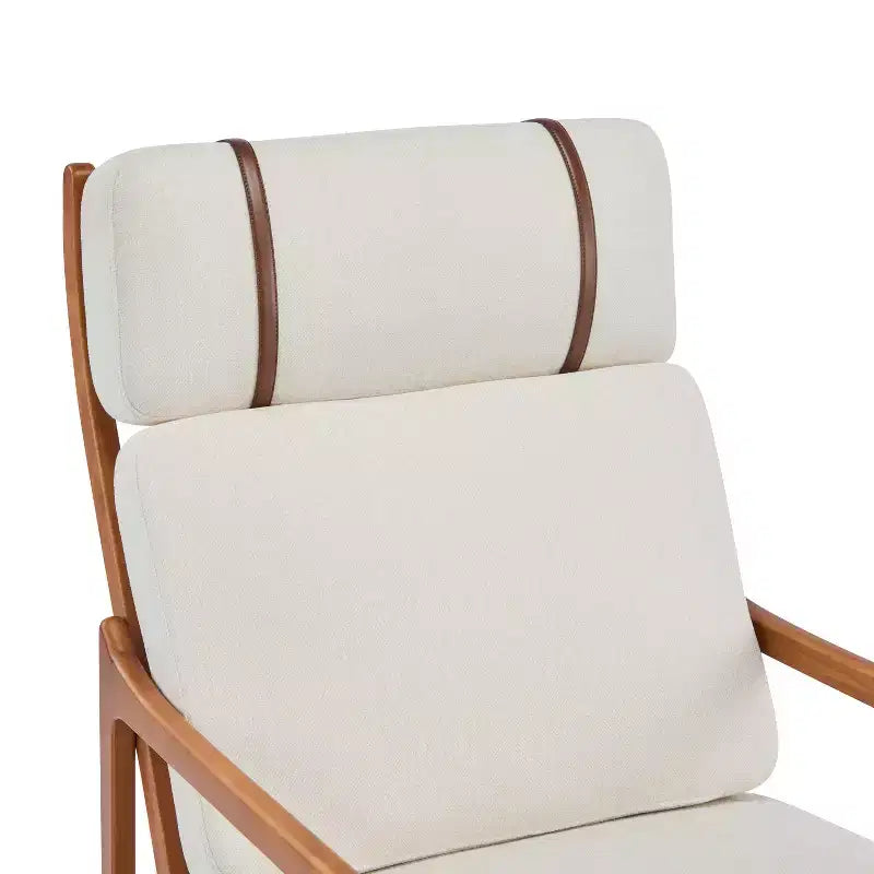 Fauteuil Zephys en bois de style moderne du milieu du siècle avec dossier haut et coussins