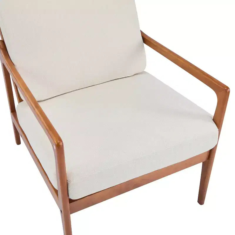 Fauteuil Zephys en bois de style moderne du milieu du siècle avec dossier haut et coussins