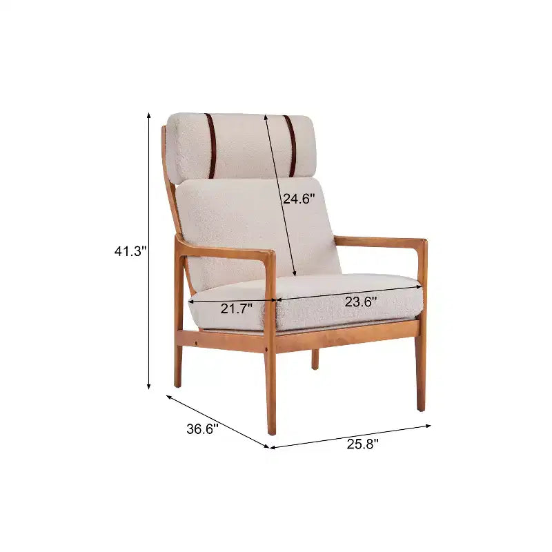 Fauteuil Zephys en bois de style moderne du milieu du siècle avec dossier haut et coussins
