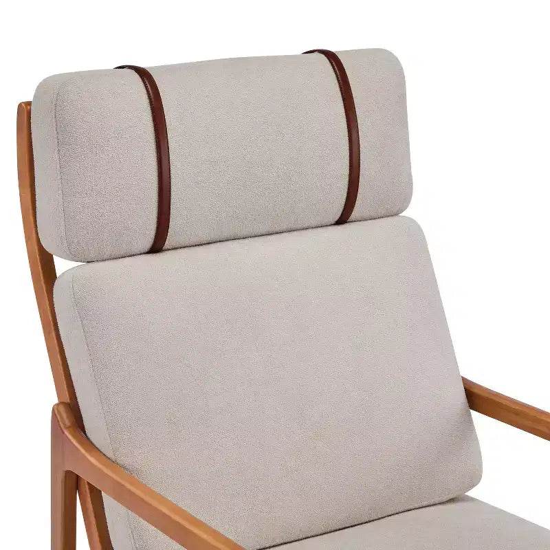 Fauteuil Zephys en bois de style moderne du milieu du siècle avec dossier haut et coussins