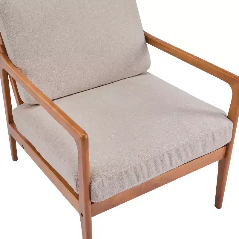 Fauteuil Zephys en bois de style moderne du milieu du siècle avec dossier haut et coussins