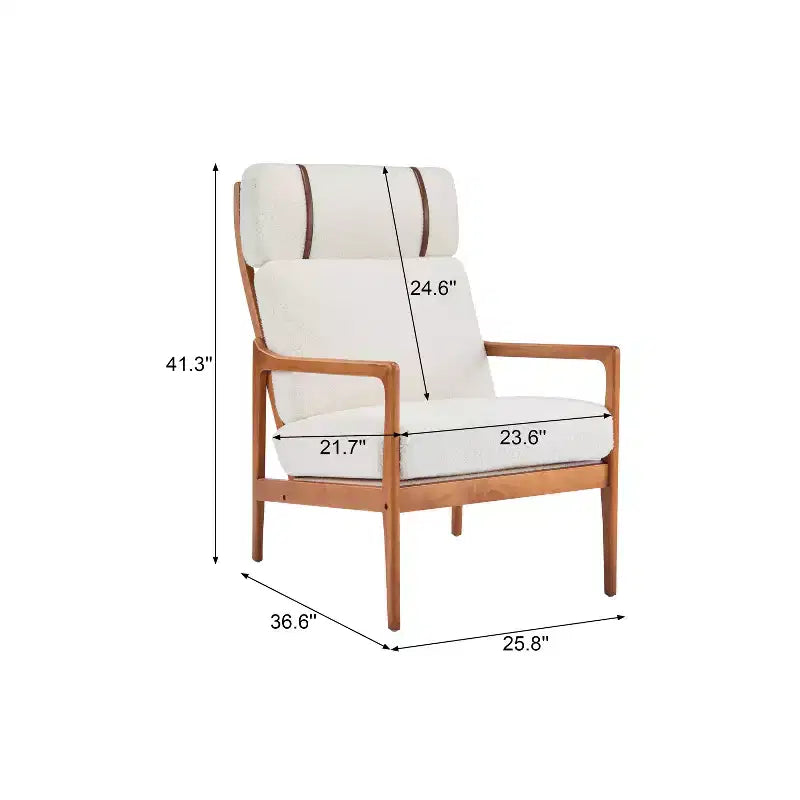 Fauteuil Zephys en bois de style moderne du milieu du siècle avec dossier haut et coussins