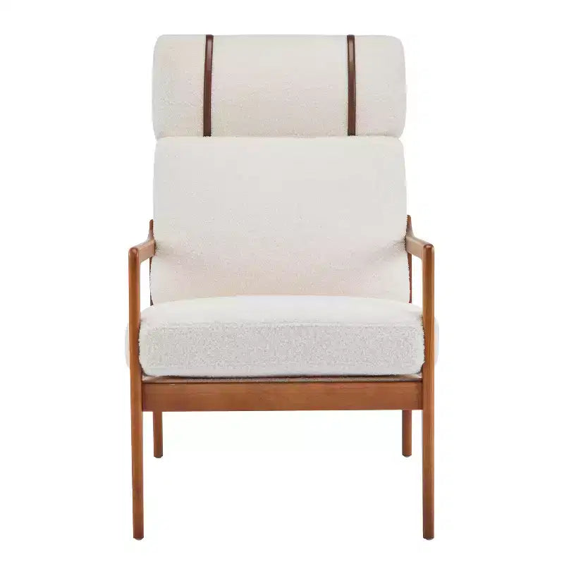 Fauteuil Zephys en bois de style moderne du milieu du siècle avec dossier haut et coussins