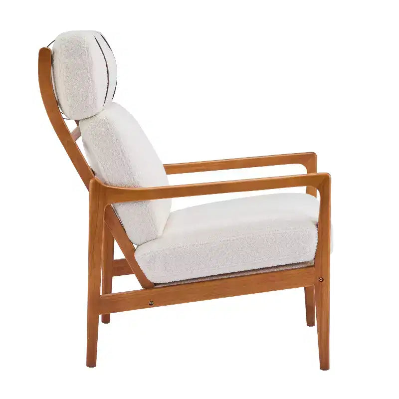 Fauteuil Zephys en bois de style moderne du milieu du siècle avec dossier haut et coussins