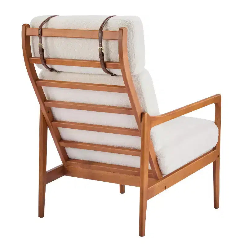 Fauteuil Zephys en bois de style moderne du milieu du siècle avec dossier haut et coussins