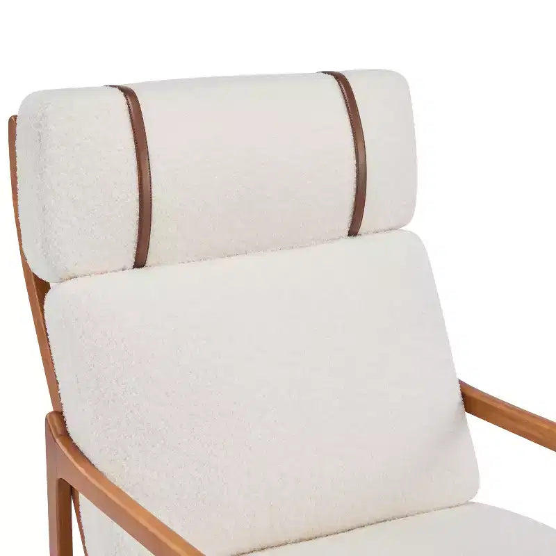 Fauteuil Zephys en bois de style moderne du milieu du siècle avec dossier haut et coussins