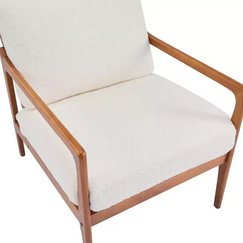 Fauteuil Zephys en bois de style moderne du milieu du siècle avec dossier haut et coussins