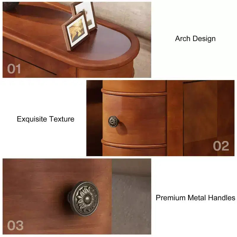 Table d'appoint haute en bois avec 2 tiroirs