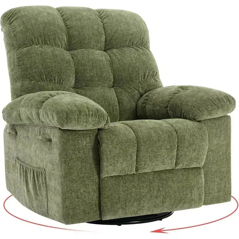 Fauteuil inclinable à bascule, fauteuil planeur pivotant rembourré avec assise profonde et poches latérales pour salon ou chambre à coucher