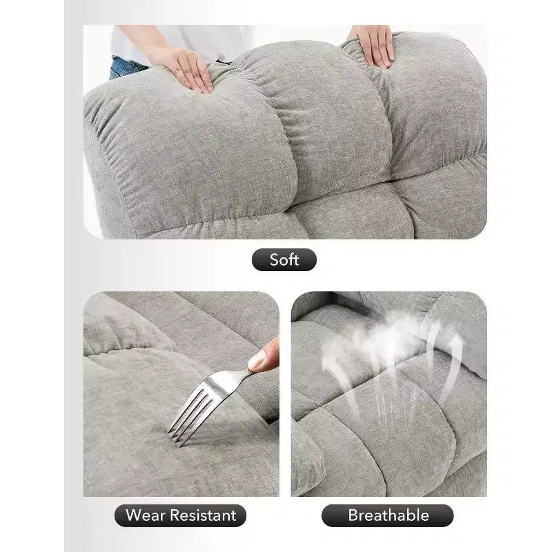 Fauteuil inclinable à bascule, fauteuil planeur pivotant rembourré avec assise profonde et poches latérales pour salon ou chambre à coucher
