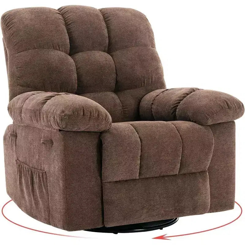 Fauteuil inclinable à bascule, fauteuil planeur pivotant rembourré avec assise profonde et poches latérales pour salon ou chambre à coucher