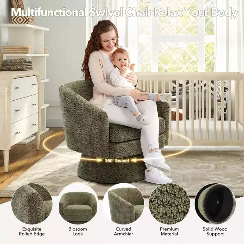 Fauteuil pivotant, Fauteuil de lecture pivotant en chenille à 360°, Fauteuil de salon moderne avec espace de rangement