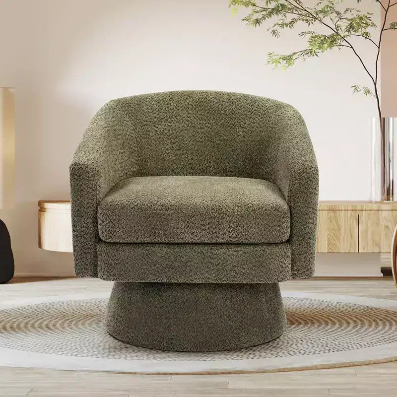 Fauteuil pivotant, Fauteuil de lecture pivotant en chenille à 360°, Fauteuil de salon moderne avec espace de rangement