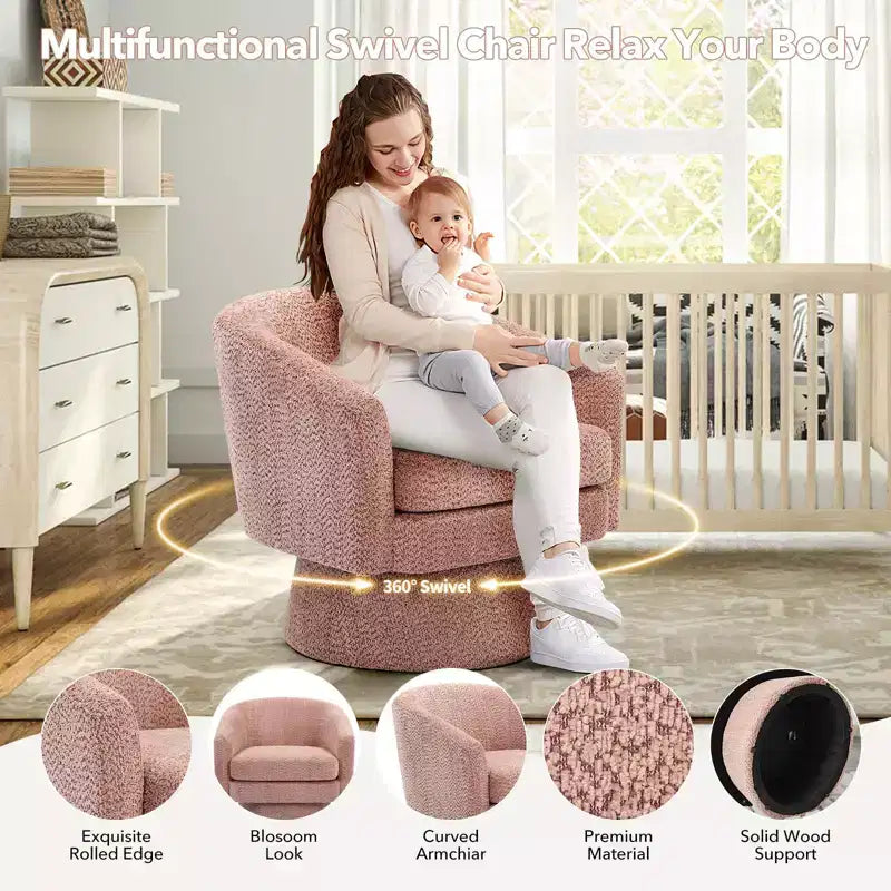 Fauteuil pivotant, Fauteuil de lecture pivotant en chenille à 360°, Fauteuil de salon moderne avec espace de rangement