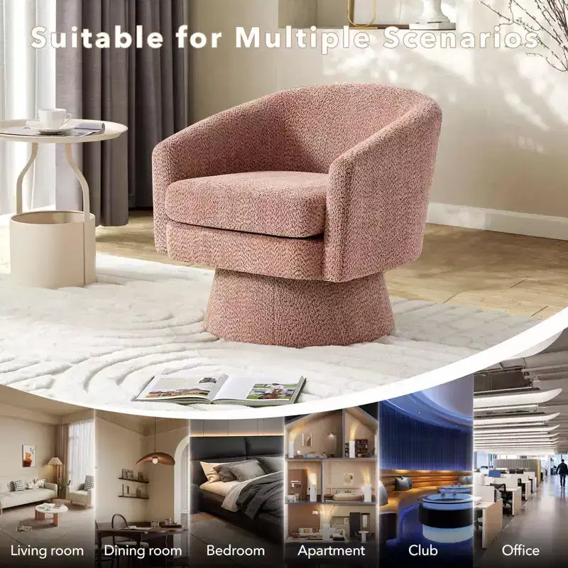 Fauteuil pivotant, Fauteuil de lecture pivotant en chenille à 360°, Fauteuil de salon moderne avec espace de rangement