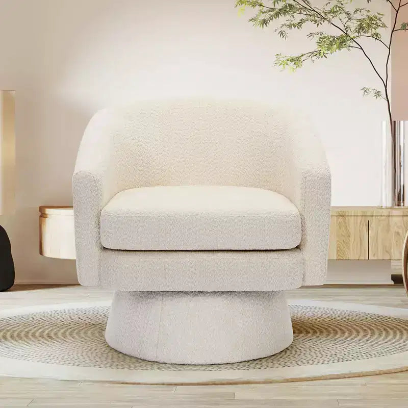 Fauteuil pivotant, Fauteuil de lecture pivotant en chenille à 360°, Fauteuil de salon moderne avec espace de rangement