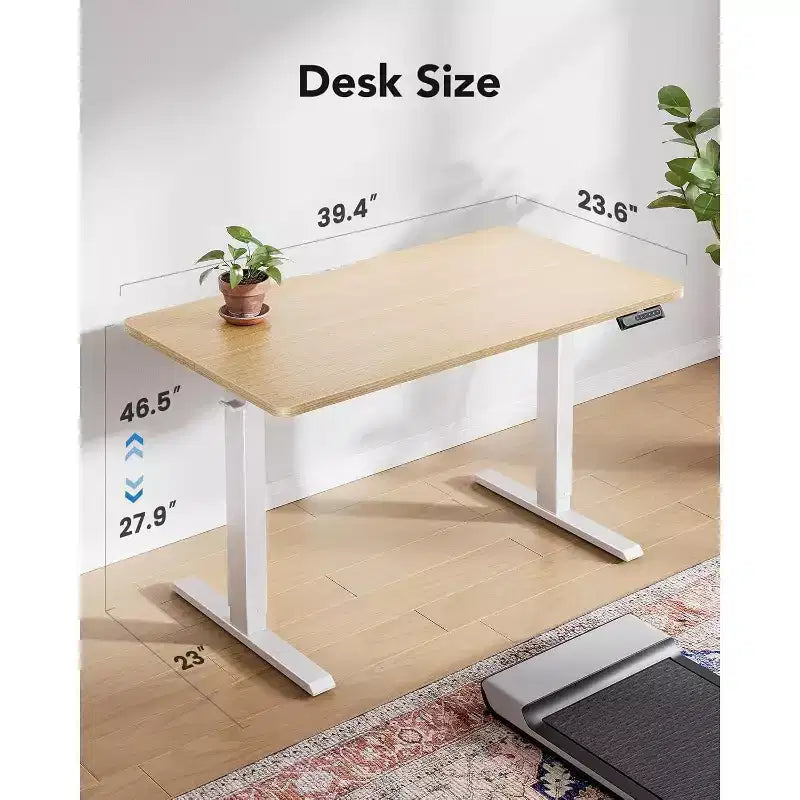 Bureau électrique 40x24 à hauteur réglable, 4 positions mémorisables, support pour casque et gestionnaire de câbles pour le bureau à domicile