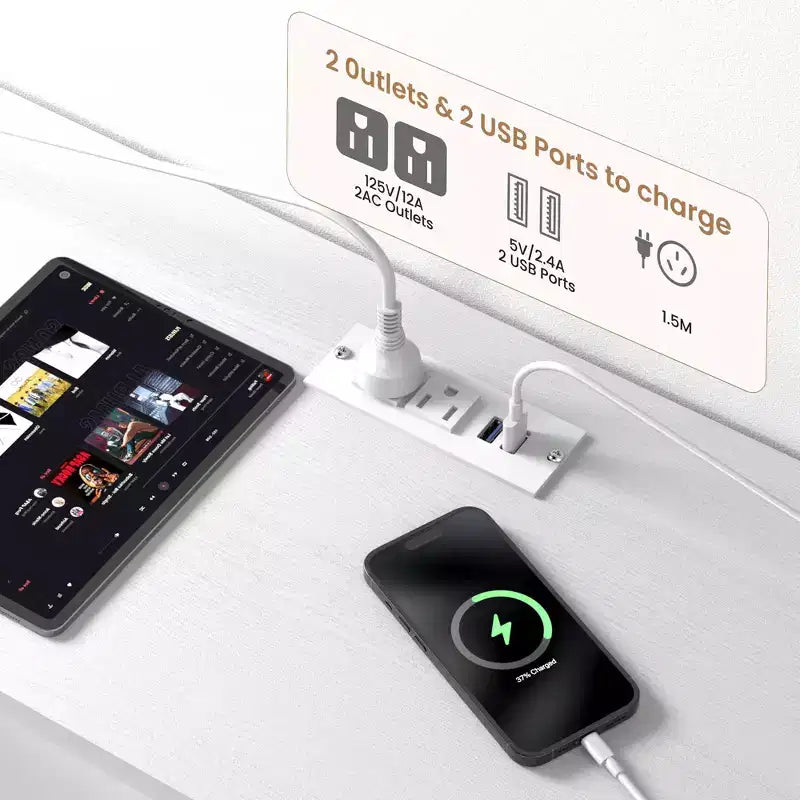 Commode en tissu à 12 tiroirs, commode étroite avec station de charge, lumières LED et cadre en métal, organisateur de rangement de vêtements moderne