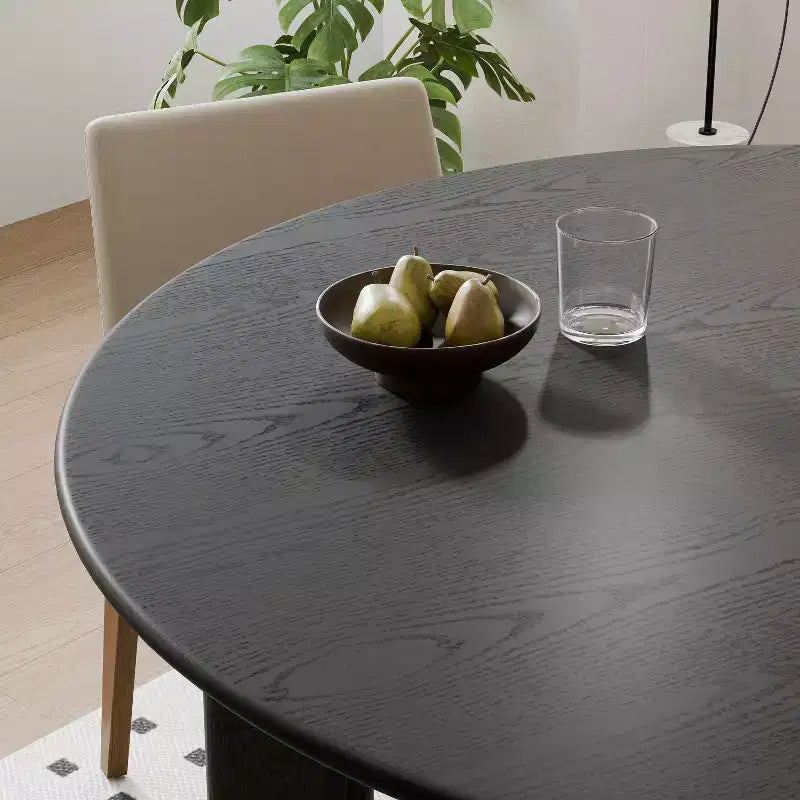 Table de salle à manger de ferme ronde en bois massif noir de 45 pouces pour salles à manger modernes et réunions de famille