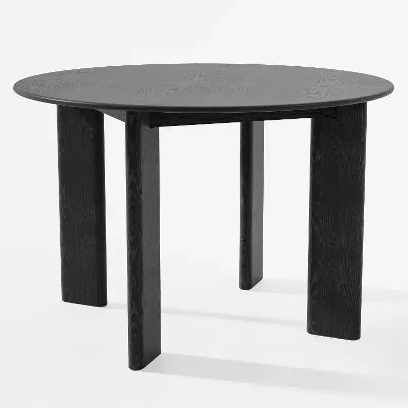 Table de salle à manger de ferme ronde en bois massif noir de 45 pouces pour salles à manger modernes et réunions de famille