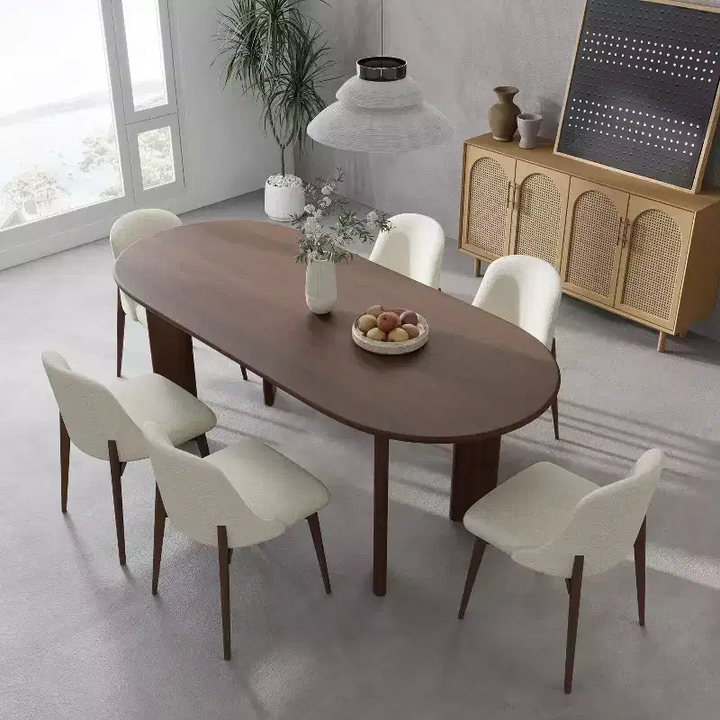 Table à manger de ferme ovale en bois massif de noyer 67 x 33,5 po pour salles à manger modernes et réunions de famille