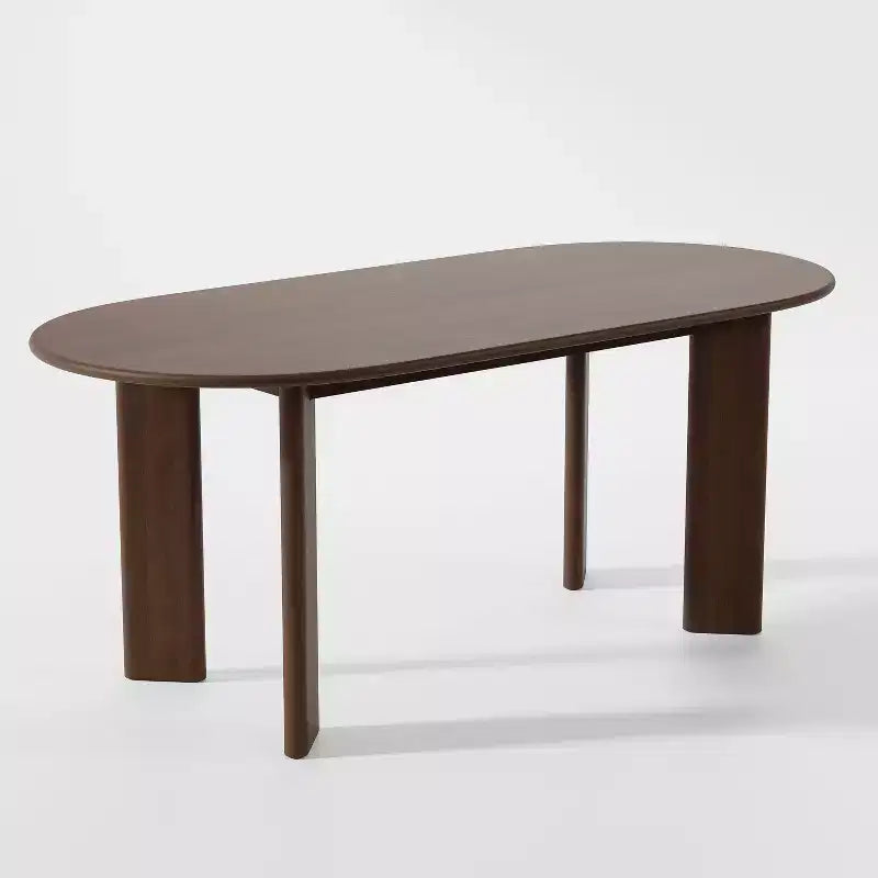Table à manger de ferme ovale en bois massif de noyer 67 x 33,5 po pour salles à manger modernes et réunions de famille