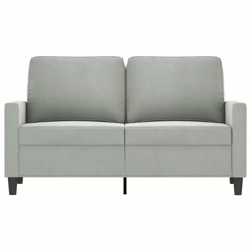 Canapé moderne 2 places en velours et cadre en métal, assise rembourrée confortable, gris clair - Idéal pour le salon ou le patio