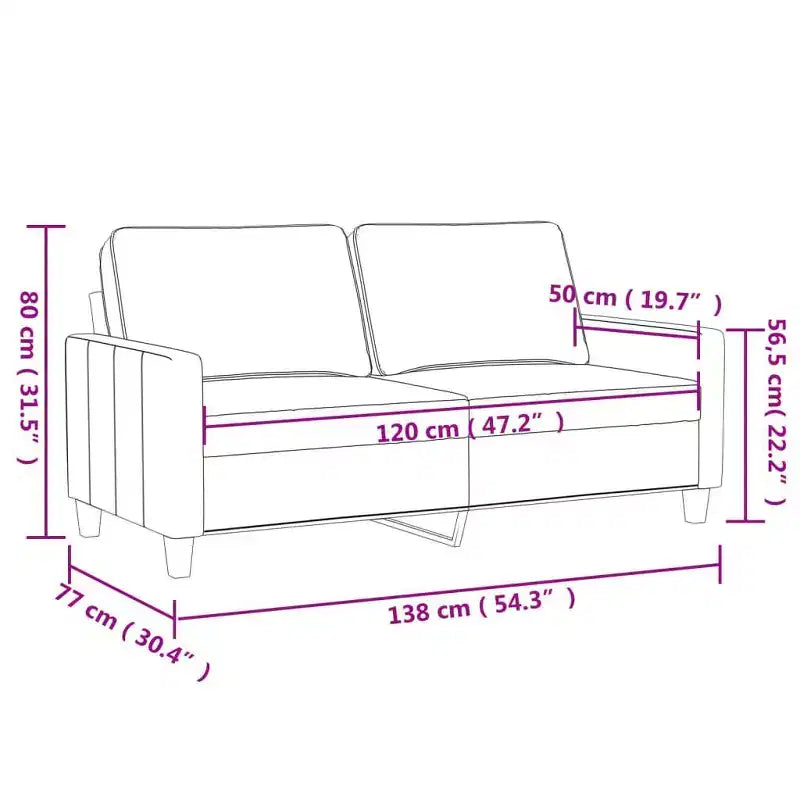 Canapé moderne 2 places en velours et cadre en métal, assise rembourrée confortable, gris clair - Idéal pour le salon ou le patio