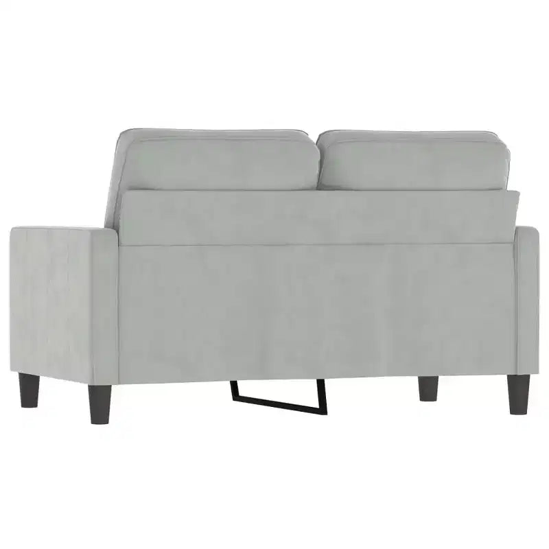Canapé moderne 2 places en velours et cadre en métal, assise rembourrée confortable, gris clair - Idéal pour le salon ou le patio