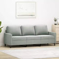 Canapé 3 places en velours - Canapé moderne gris clair avec rembourrage confortable et cadre métallique stable pour salon ou coin détente