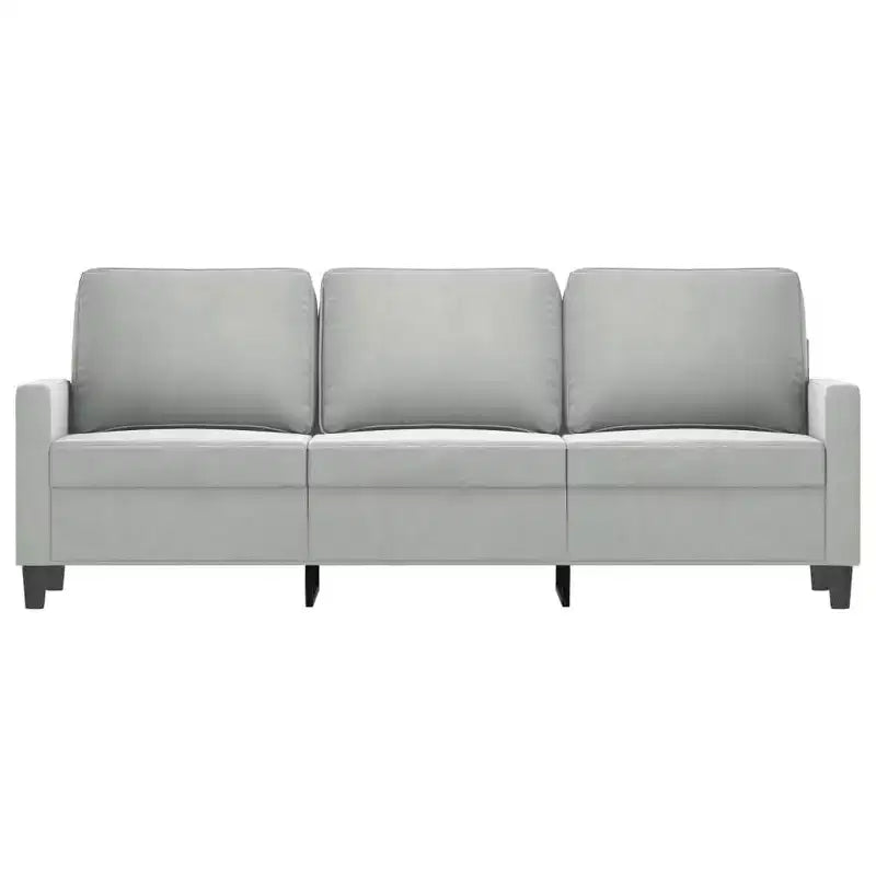 Canapé 3 places en velours - Canapé moderne gris clair avec rembourrage confortable et cadre métallique stable pour salon ou coin détente