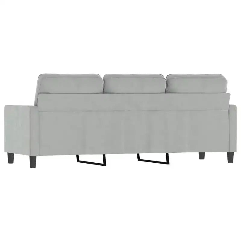 Canapé 3 places en velours - Canapé moderne gris clair avec rembourrage confortable et cadre métallique stable pour salon ou coin détente