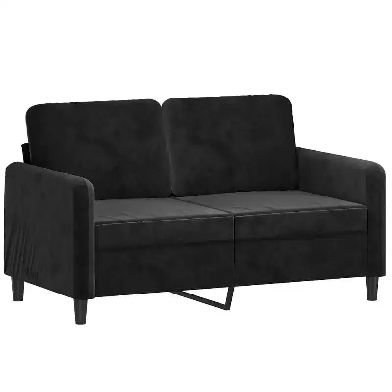 Canapé 2 places - Canapés rembourrés en velours noir moelleux avec rembourrage confortable et construction robuste pour la maison ou le bureau
