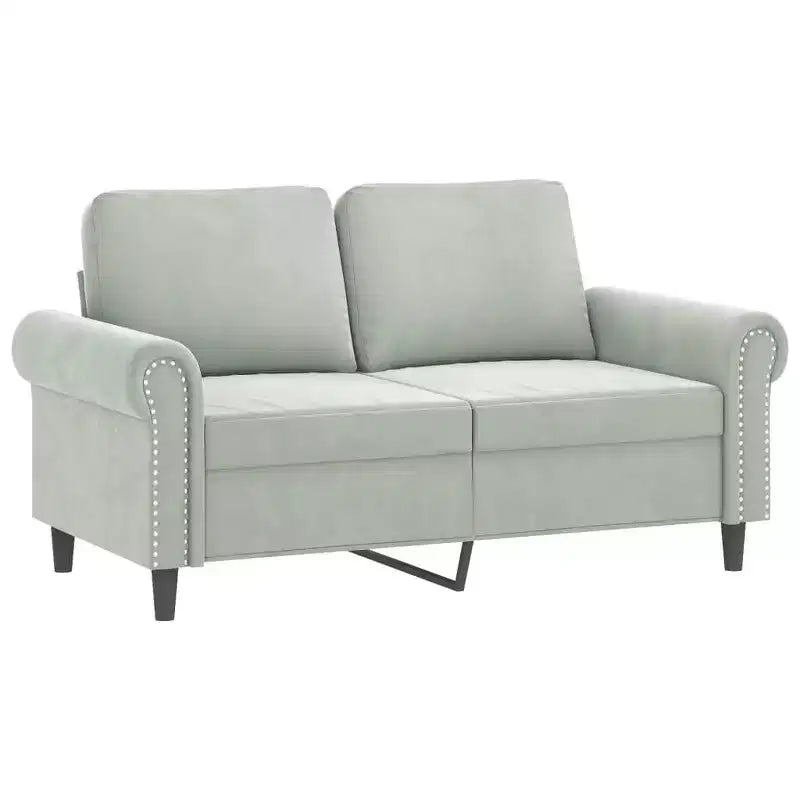 Canapé 3 places en velours gris clair - Détente confortable avec cadre robuste et coussins décoratifs pour le salon et les espaces de repos