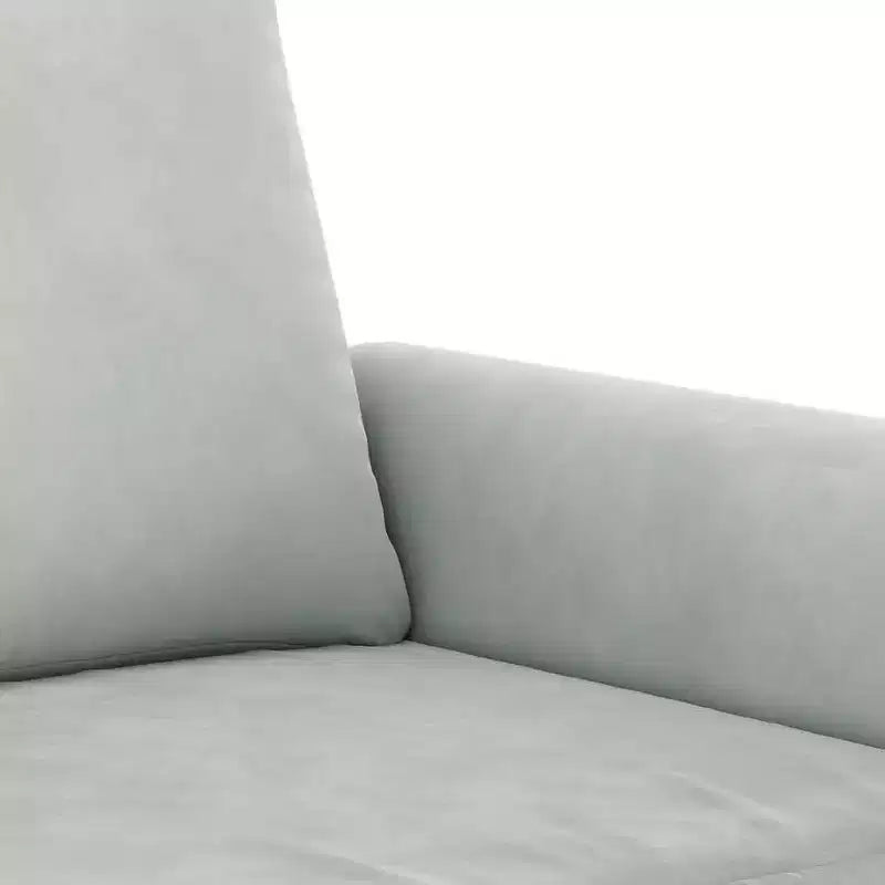 Canapé 3 places en velours gris clair - Détente confortable avec cadre robuste et coussins décoratifs pour le salon et les espaces de repos