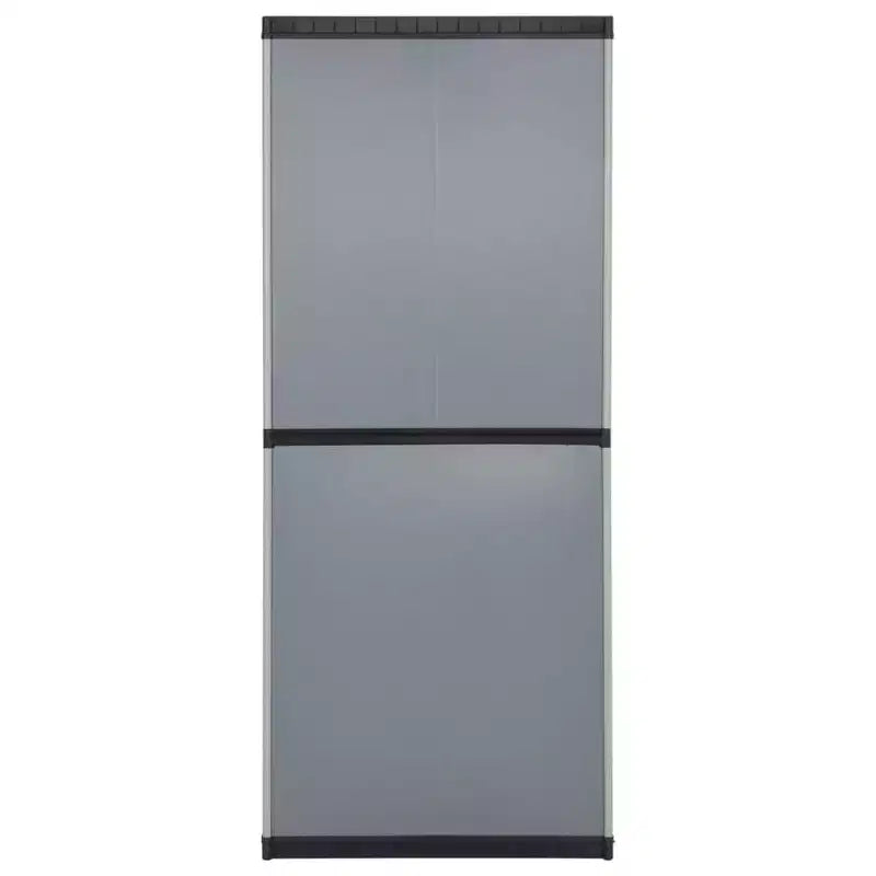 Armoire de rangement de jardin extérieure - Design compact en PVC gris et noir avec 3 étagères et portes verrouillables - 26,8x15,7x66,1