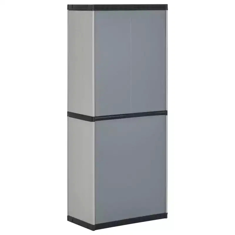 Armoire de rangement de jardin extérieure - Design compact en PVC gris et noir avec 3 étagères et portes verrouillables - 26,8x15,7x66,1