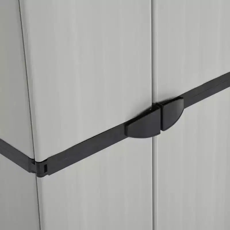 Armoire de rangement de jardin extérieure - Design compact en PVC gris et noir avec 3 étagères et portes verrouillables - 26,8x15,7x66,1