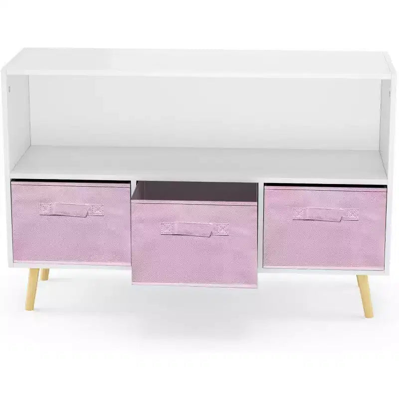Étagère à livres pour enfants, organiseur de rangement pour jouets à 4 cubes avec tiroirs en tissu pliable, présentoir à livres pour salle de jeux, chambre de bébé, chambre d'enfants